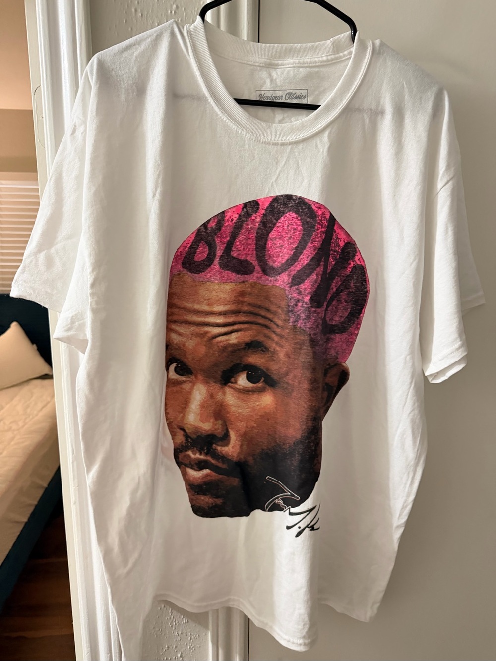 Frank Ocean White Graphic Tee with Pink Accent